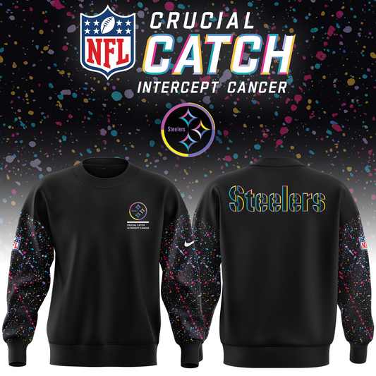 Men’s Black Pittsburgh Steelers 2025 Crucial Catch Club Pullover Sweatshirt