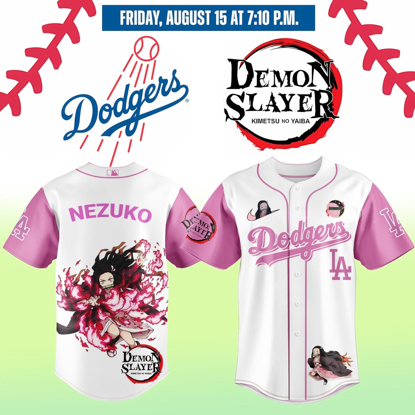 LA vs Demon slayer Kamado Nezuko Baseball Jersey