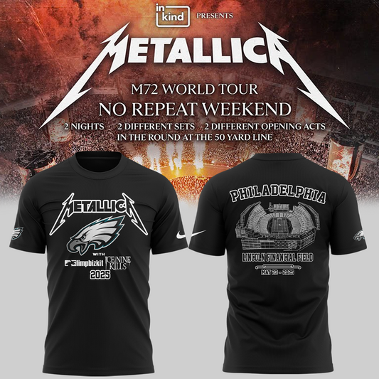 Limited Edition M72 World Tour x Philadelphia Eagles Black Tshirt 2025