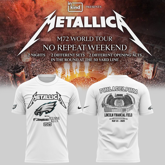 Limited Edition M72 World Tour x Philadelphia Eagles White Tshirt 2025