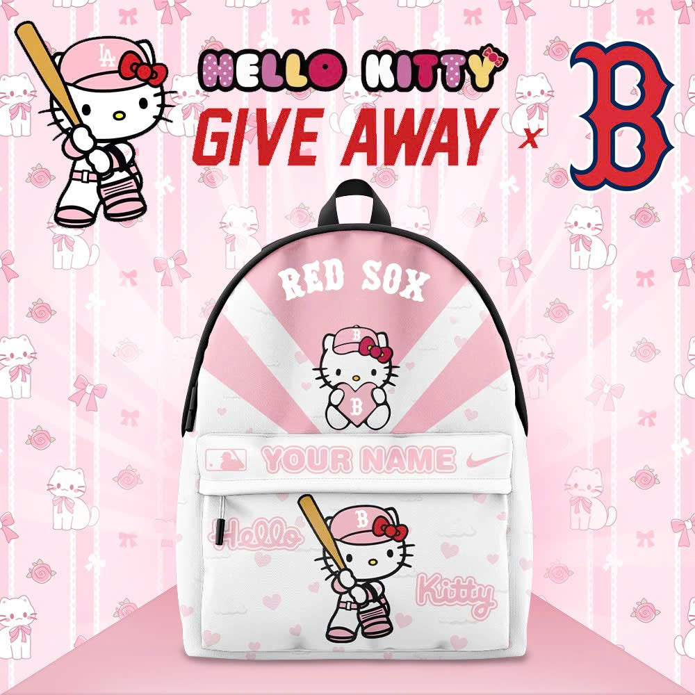 Limited Edition Boston Red Sox x Hello Kitty Back Pack Custom Name For Fans