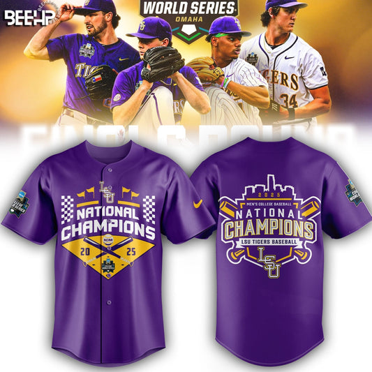 LSU Tigers Baseball Jersey - 2025 NCAA Baseball Men’s College World Series Champions Jersey