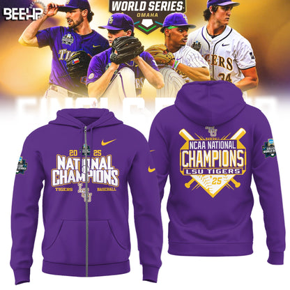 LSU Tigers Baseball Hoodie 2025 NCAA Baseball Men’s College World Series Champions Hoodie