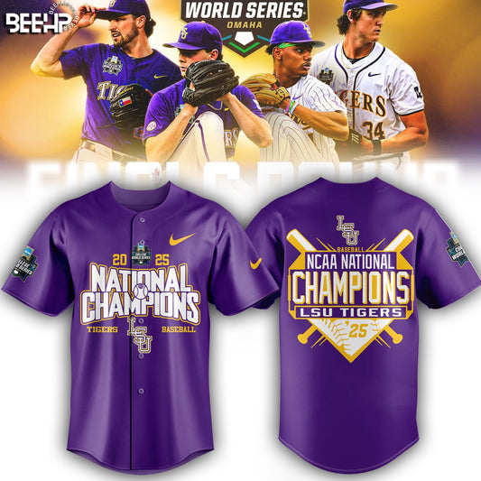 LSU Tigers Baseball Jersey - 2025 NCAA Baseball Men’s College World Series Champions Jersey
