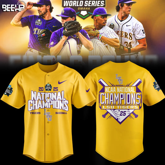 LSU Tigers Baseball Jersey - 2025 NCAA Baseball Men’s College World Series Champions Jersey