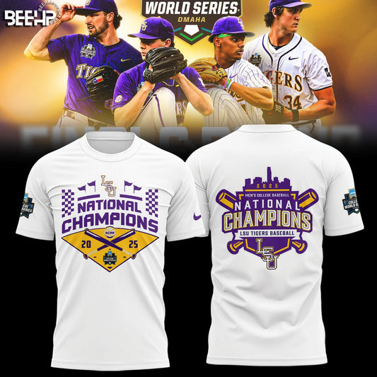 LSU Tigers Baseball T-Shirt 2025 NCAA Baseball Men’s College World Series Champions T-Shirt