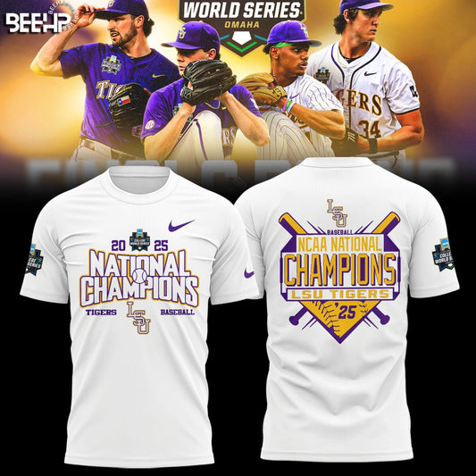 LSU Tigers Baseball T-Shirt 2025 NCAA Baseball Men’s College World Series Champions T-Shirt