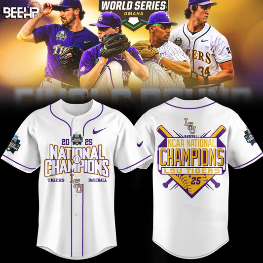 LSU Tigers Baseball Jersey - 2025 NCAA Baseball Men’s College World Series Champions Jersey
