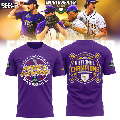 LSU Tigers Baseball T-Shirt - 2025 NCAA Baseball Men’s College World Series Champions T-Shirt