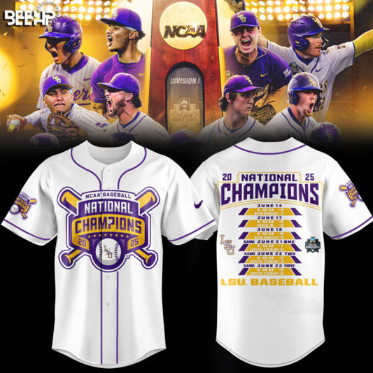 2. LSU NCAA Men’s College Baseball World Series 2025 Champions Jersey Limited Editions White