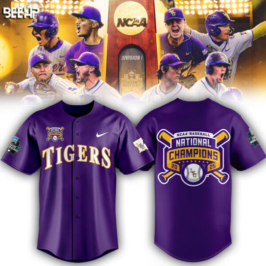 3. LSU NCAA Men’s College Baseball World Series 2025 Champions Jersey Limited Editions