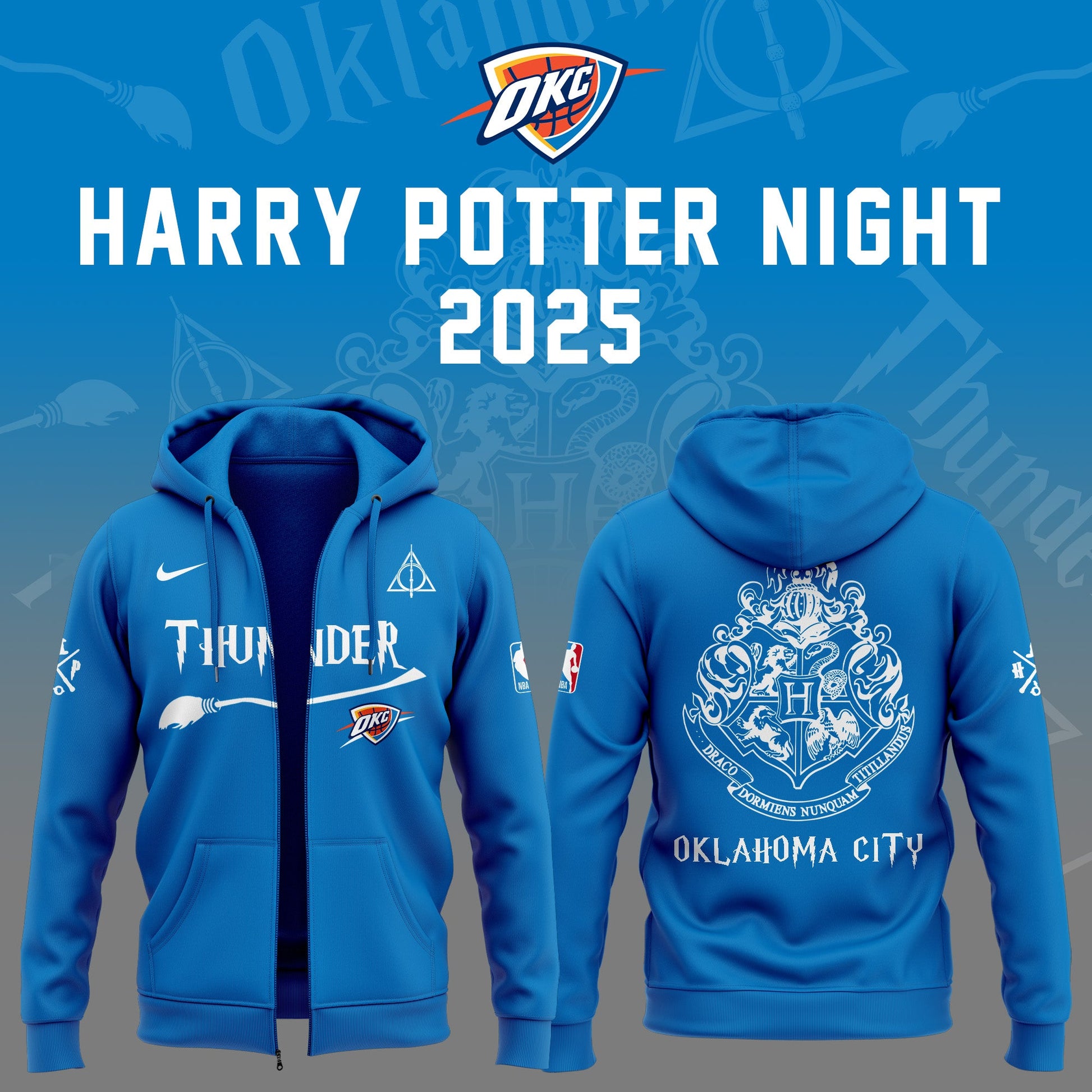 Special New Oklahoma City Thunder x Harry Potter Night ZipHoodie 2025