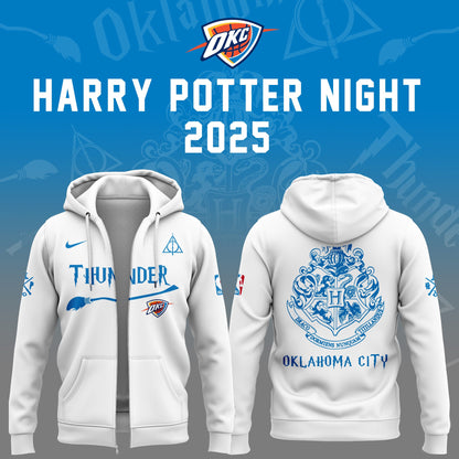 Special New Oklahoma City Thunder x Harry Potter Night White ZipHoodie 2025