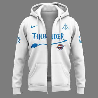 Special New Oklahoma City Thunder x Harry Potter Night White ZipHoodie 2025