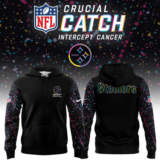 Men’s Black Pittsburgh Steelers 2025 Crucial Catch Club Pullover Hoodie