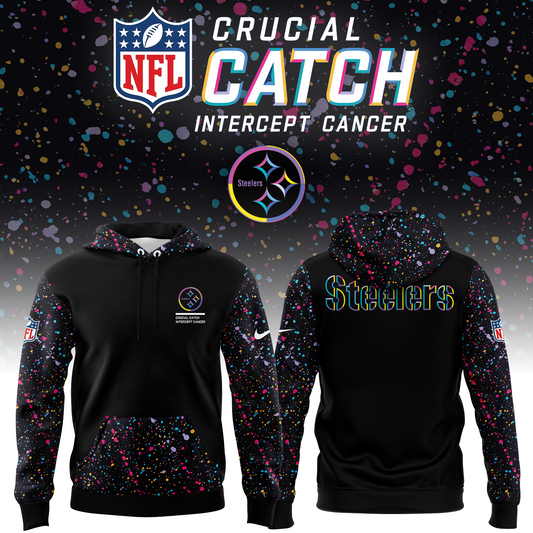 Men’s Black Pittsburgh Steelers 2025 Crucial Catch Club Pullover Hoodie