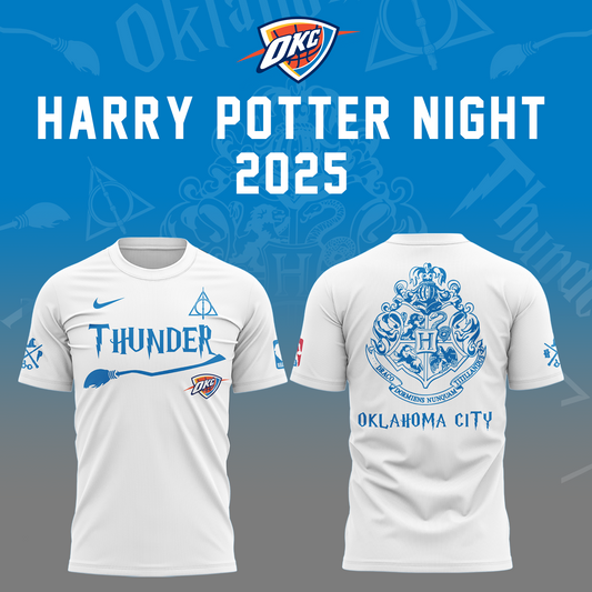 Special New Oklahoma City Thunder x Harry Potter Night White T-Shirt 2025