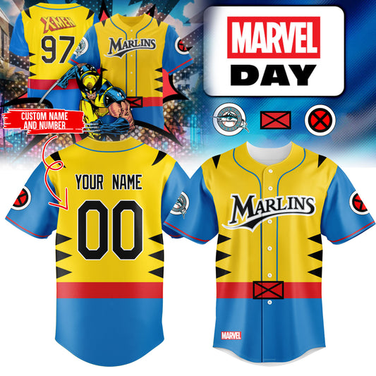 _ Miami Marlins Marvel Day Jersey 2025 (Custom Name, Number )