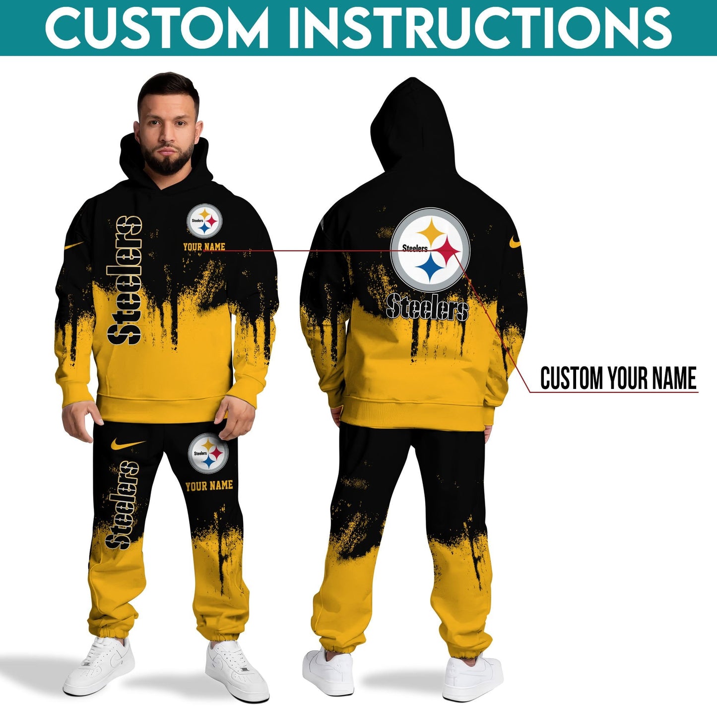 Pittsburgh Steelers Hoodie Sweatpants Set,Custom Hoodie,Sport Hoodie Sweatpants Set,Sport Gifts FOR Fan OA75