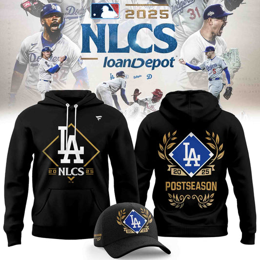 Los Angeles Dodgers Fanatics Black 2025 National League Division Series Champions Big &amp; Tall Locker Room Hoodie