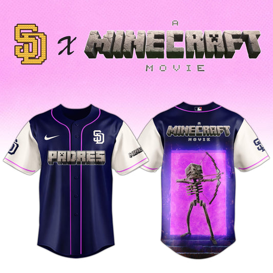,,San Diego Padres MLB x SKELETON A MINECRAFT MOVIE Night Jersey Editions Limited
