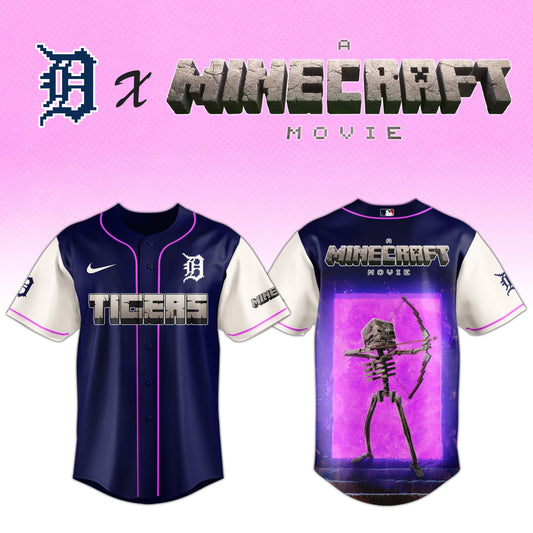 ,,Detroit Tigers MLB x SKELETON A MINECRAFT MOVIE Night Jersey Editions Limited