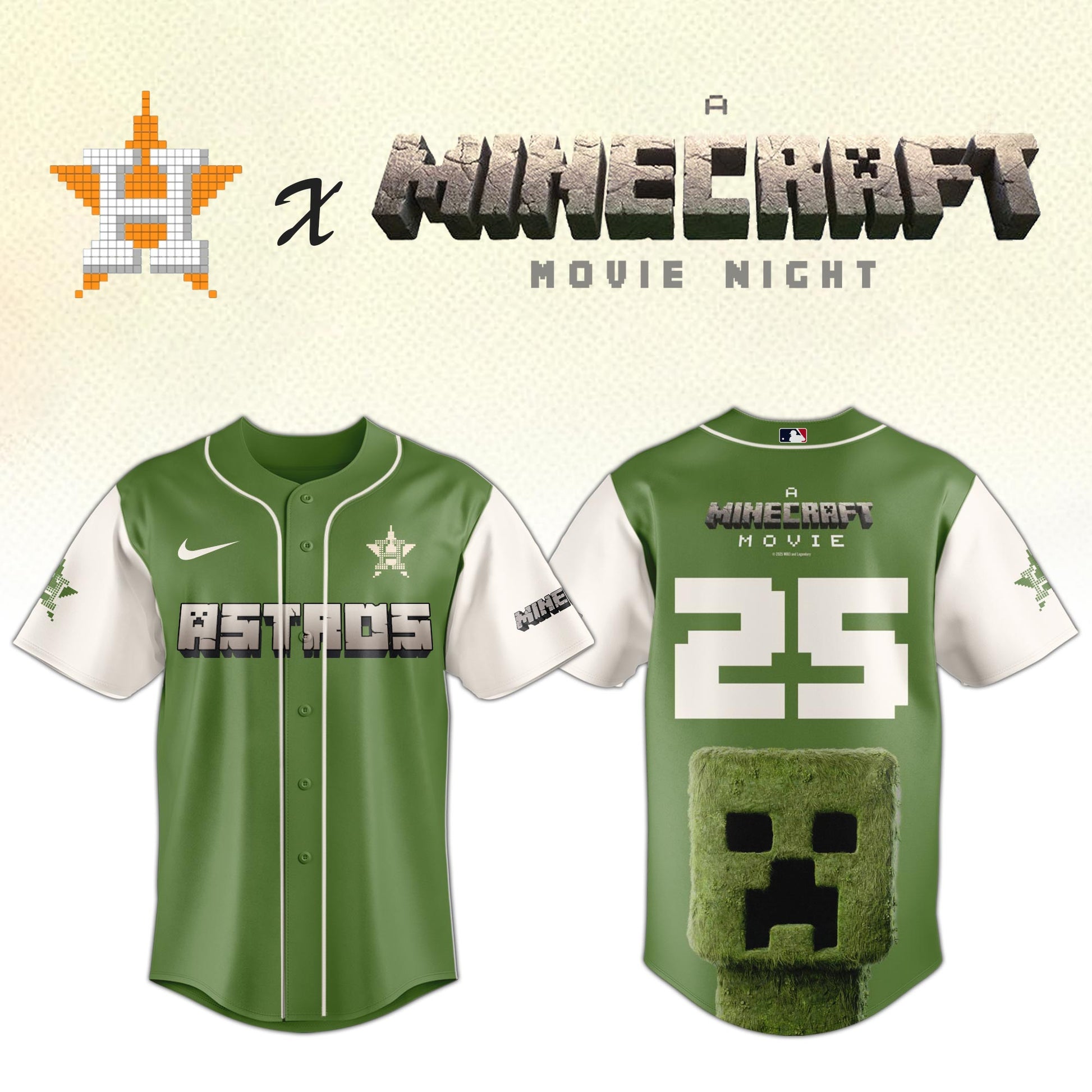 ,  Houston Astros MLB x A MINECRAFT MOVIE Night Jersey Editions Limited