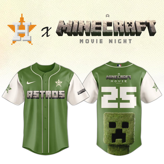,  Houston Astros MLB x A MINECRAFT MOVIE Night Jersey Editions Limited