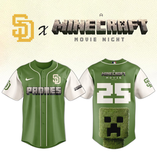,    San Diego Padres MLB x A MINECRAFT MOVIE Night Jersey Editions Limited