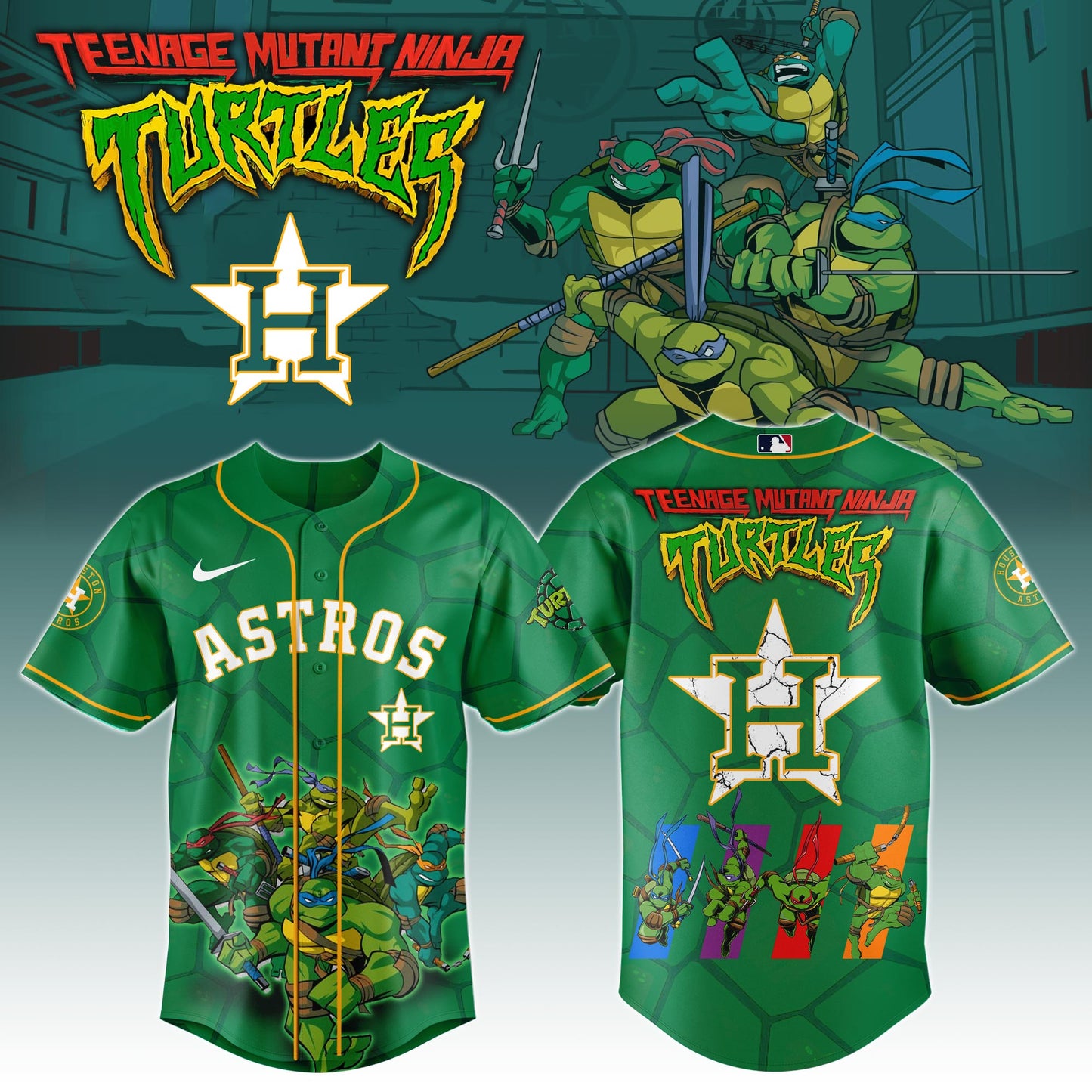 .  Houston Astros MLB Ninja Turtle Night Special Edition Jersey 2025