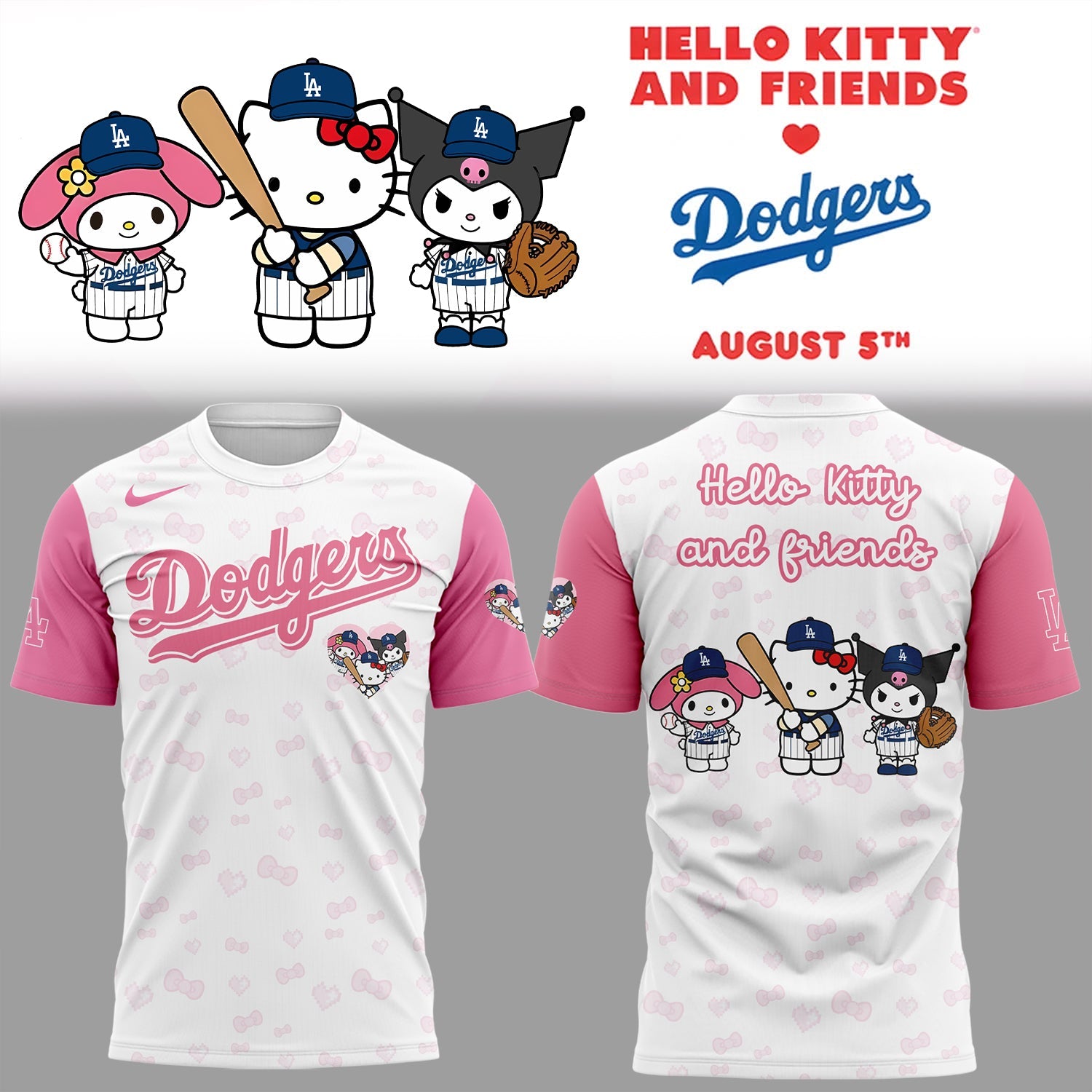 Limited Edition Dodgers x Hello Kitty And Friends 2025 T-Shirt