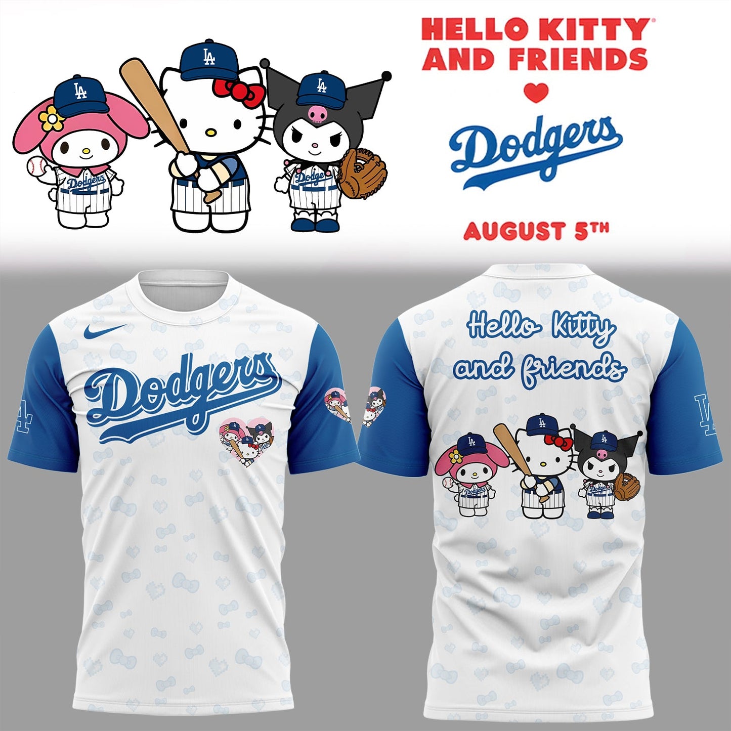 Limited Edition Dodgers x Hello Kitty And Friends 2025 T-Shirt