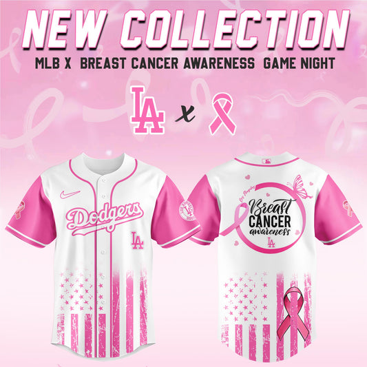 .Los Angeles Dodgers x  Breast Cancer Awareness Game Night Jersey Editons Limited v2