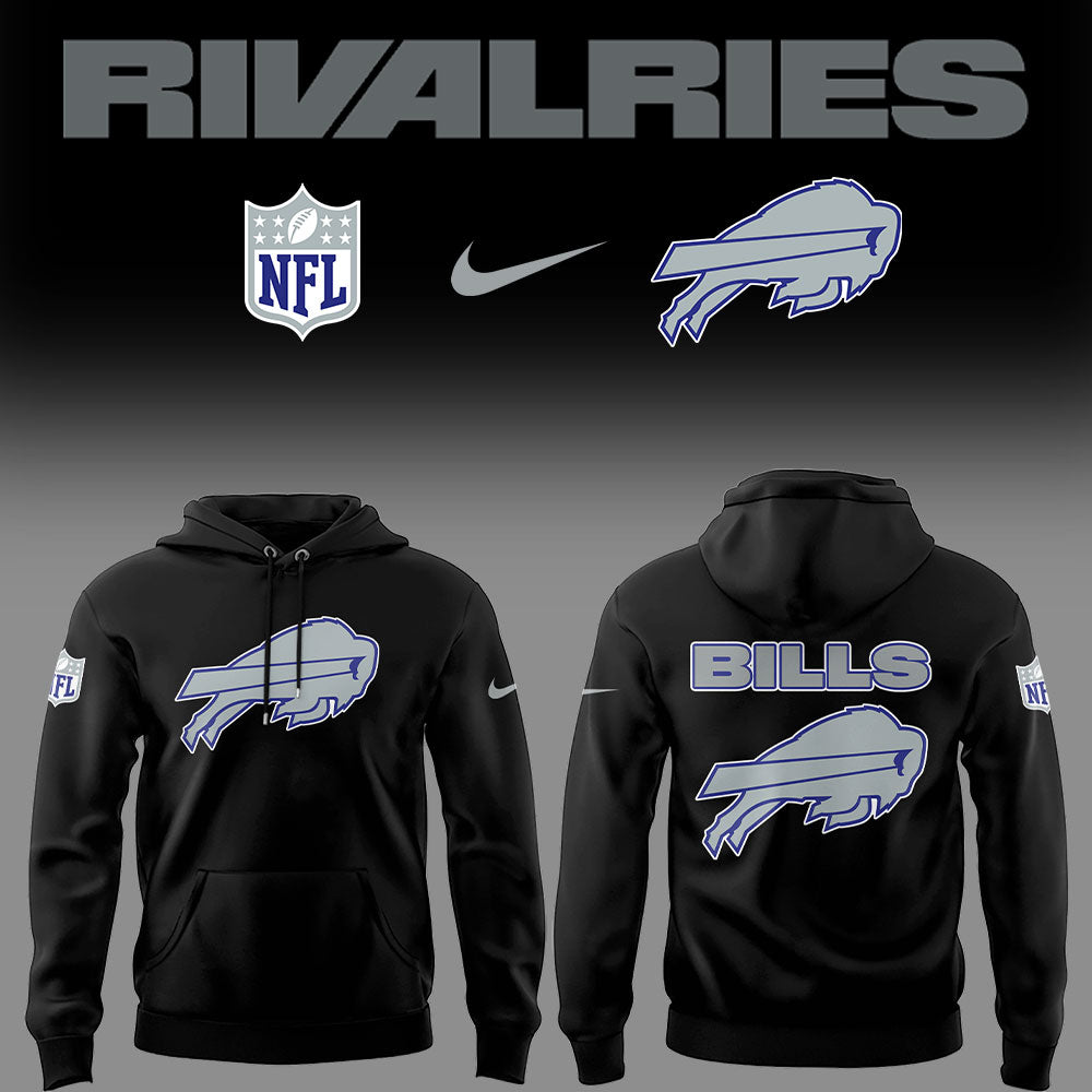 Limited Edition Bills Football Rivalries Teaser Logo Black Hoodie-LD2507260004