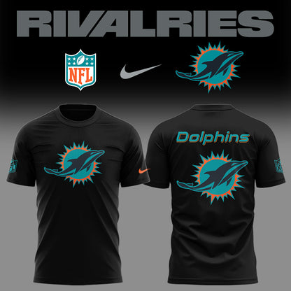Limited Edition Dolphins Football Rivalries Teaser Black White TShirt-LD2507260007