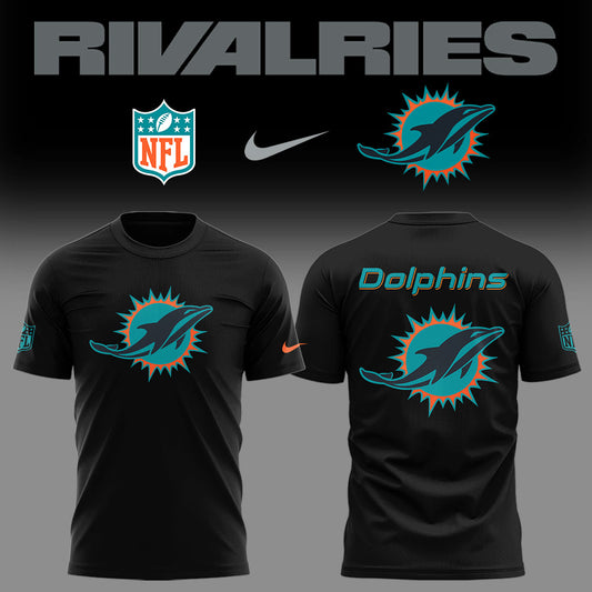 Limited Edition Dolphins Football Rivalries Teaser Black White TShirt-LD2507260007