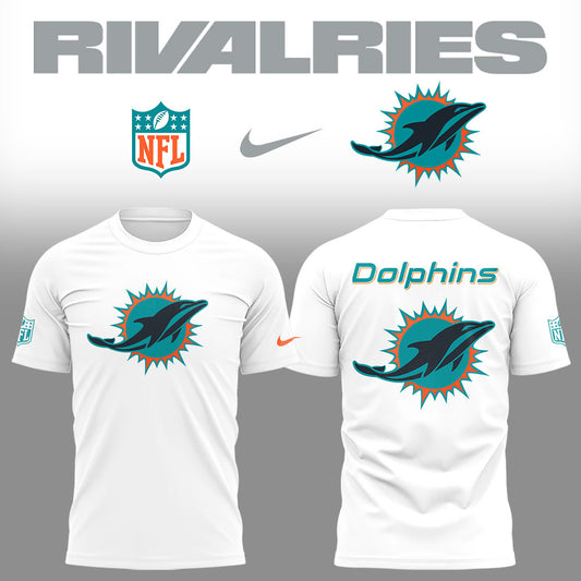 Limited Edition Dolphins Football Rivalries Teaser Logo White TShirt-LD2507260008