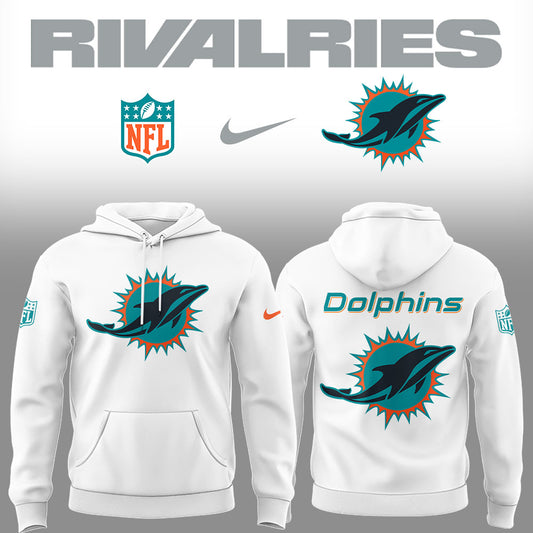 Limited Edition Dolphins Football Rivalries Teaser Logo White Hoodie-LD2507260011