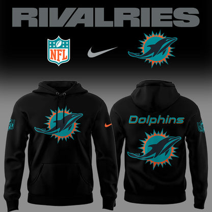 Limited Edition Dolphins Football Rivalries Teaser Logo Black Hoodie-LD2507260012