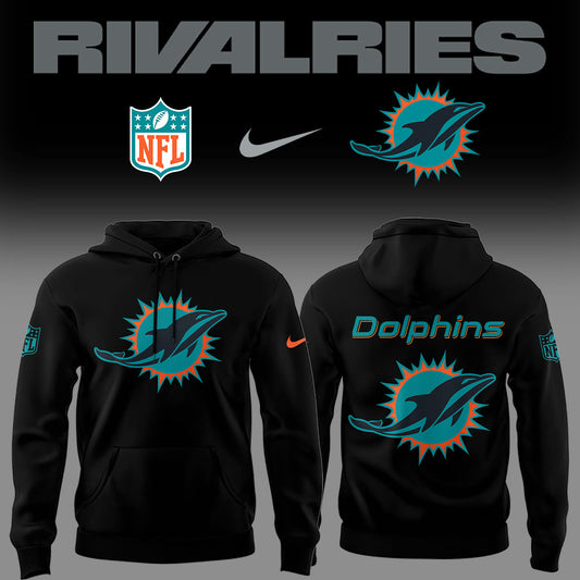 Limited Edition Dolphins Football Rivalries Teaser Logo Black Hoodie-LD2507260012