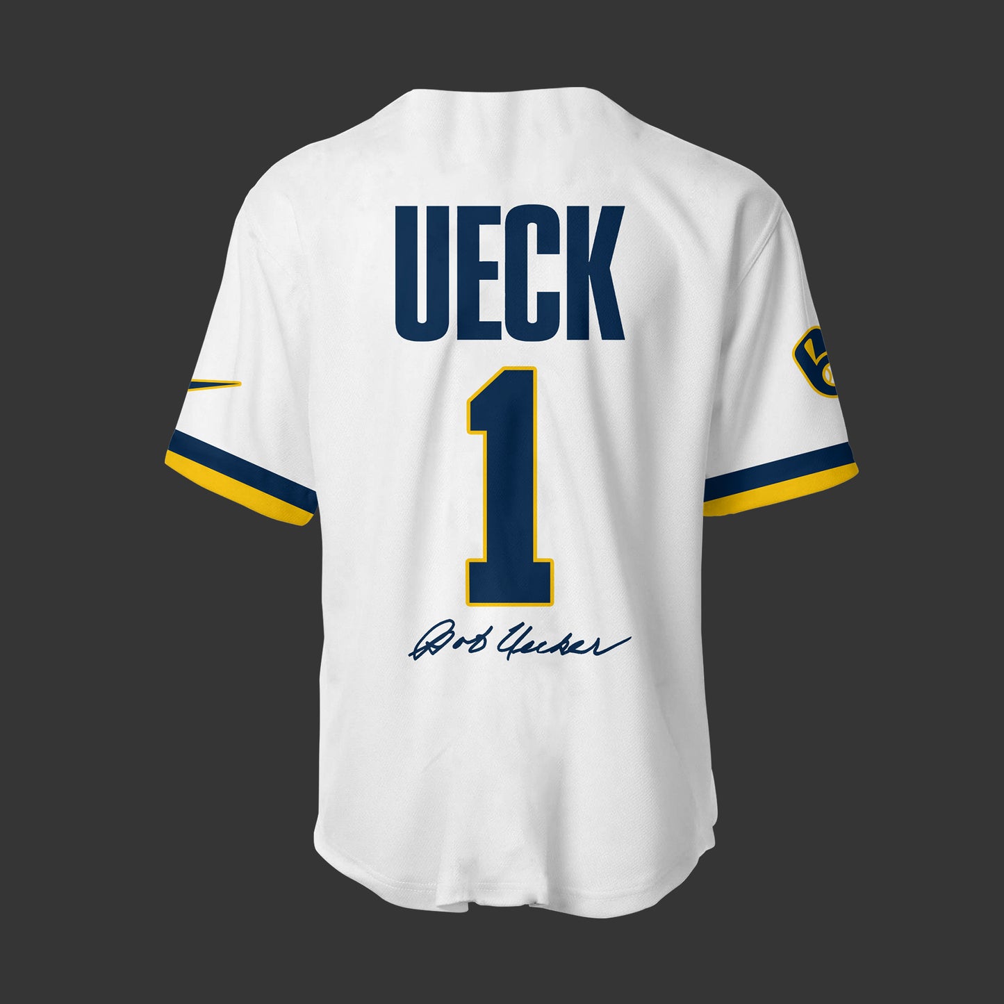 Honoring The Legend, Milwaukee Brewers Baseball Hall of Famer Bob Uecker Jersey