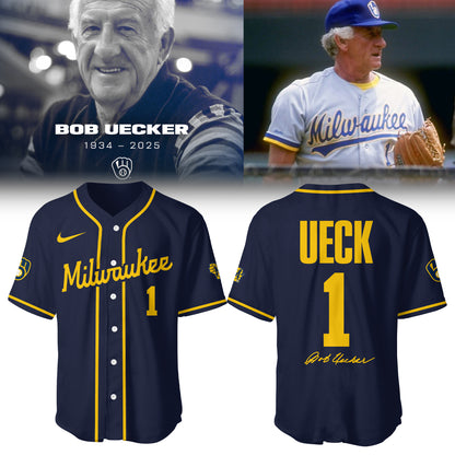 Honoring The Legend, Milwaukee Brewers Baseball Hall of Famer Bob Uecker Jersey