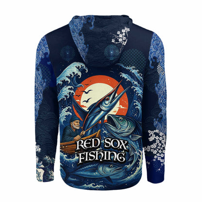 Boston Red Sox x Wave Hunter Fishing Limited Edition Long Sleeve Hoodie 2025