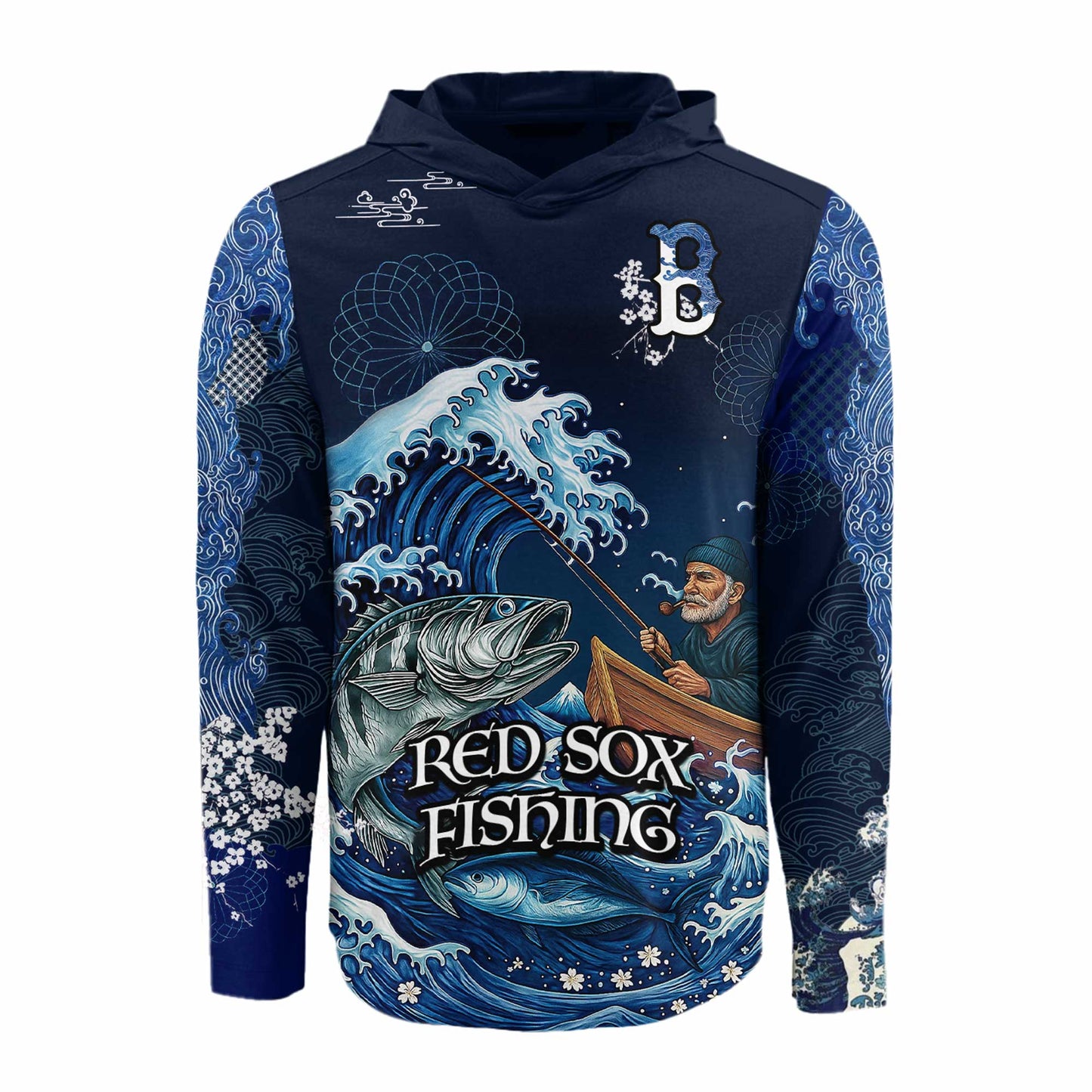 Boston Red Sox x Wave Hunter Fishing Limited Edition Long Sleeve Hoodie 2025