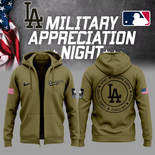 Limited Edition LA Dodgers x Military Appreciation Night 2025 Zip Hoodie