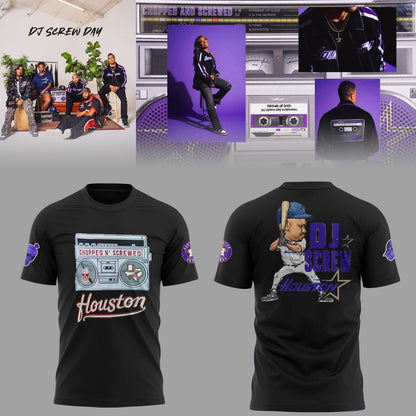Limited Edition Astros Baseball x DJ Screw Black TShirt-ND06282519