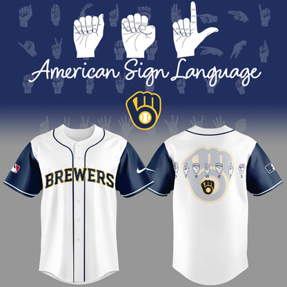 Limited Edition Brewers Baseball American Sign Language Night Jersey-ND06282541