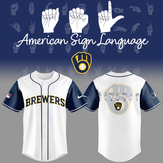 Limited Edition Brewers Baseball American Sign Language Night Jersey-ND06282541