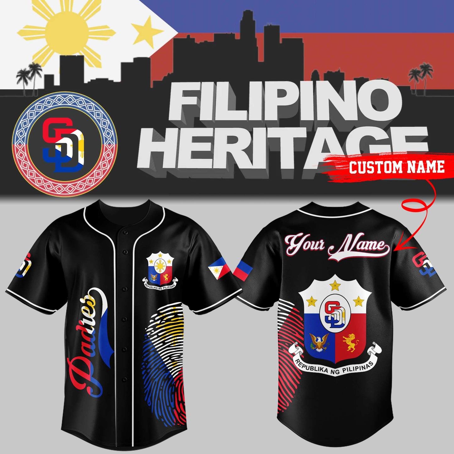 Limited Edition Baseball Phillipino Heritage Night Black Jersey Baseball