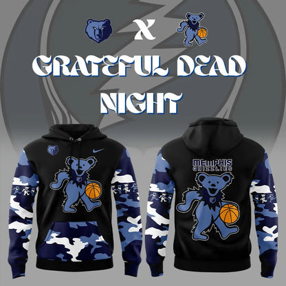 Limited Edition Nike Memphis Grizzlies Grateful Dead Night Hoodie Set | PT82